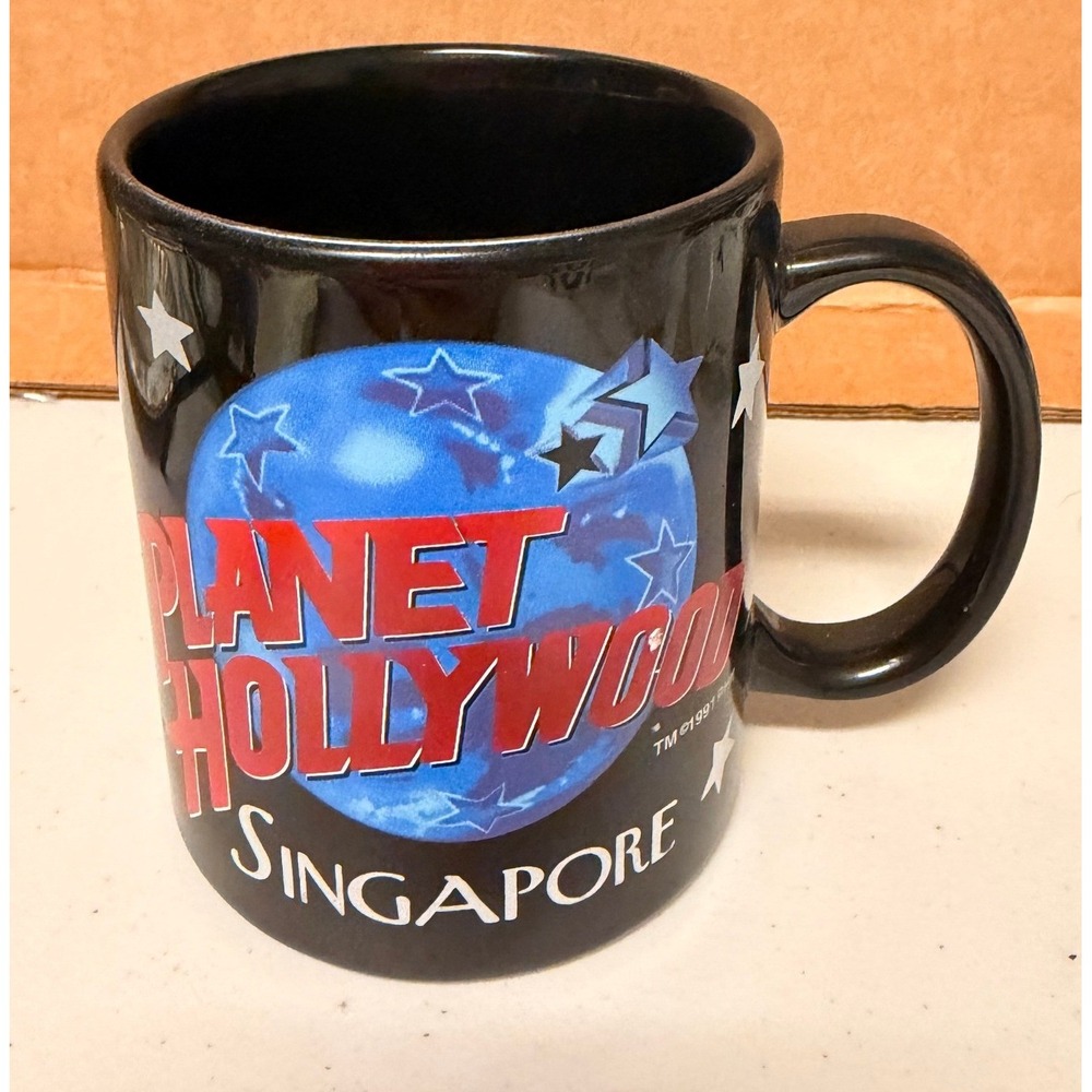 Vintage Planet Hollywood Singapore Coffee Mug Black Souvenir Ceramic